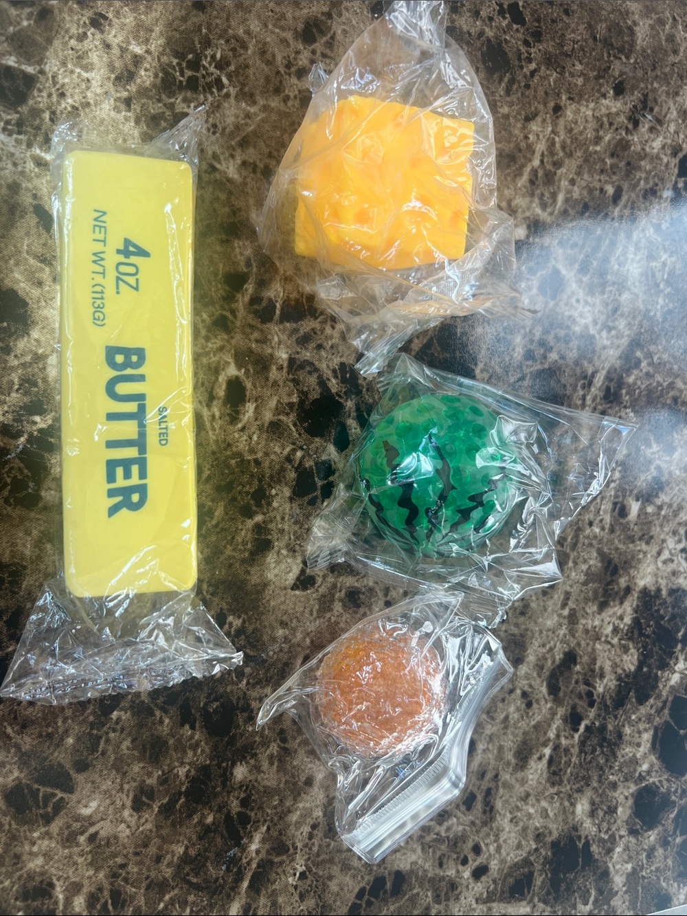 Stress Balls Set - Yellow Butter + Cheese + Green Watermelon + Textured ASMR